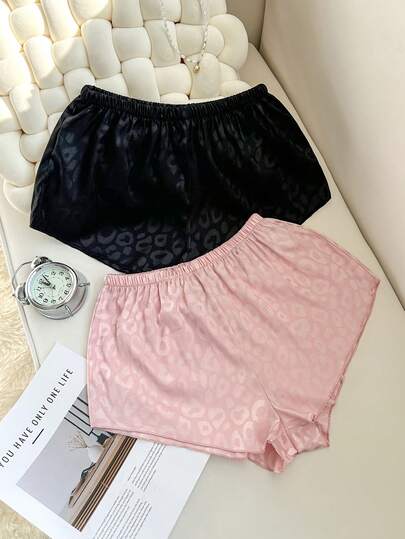 女士豹纹超短裤，两件套休闲家居服套装，春夏款