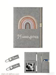 孕期护照及纪念品收纳册 - 毛毡封面，可收纳超声波照片、健康记录、旅行证件、新生儿纪念礼品 - 紀念 - 查看 10