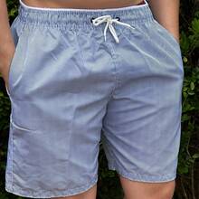 Men's Bermuda Shorts, Thick Tactel Fabric, Striped, Drawstring, Knot Detail. - Navy Blue - View 9
