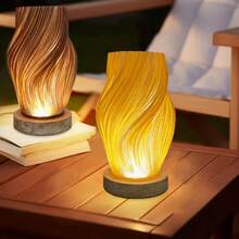 3D Printed Tornado Lamp, Atmosphere Decorative Table Lamp, Bedroom Desk Lamp, Flicker-Free Smart Healthy Lighting, Wooden + White Body Soft Tri-Color Warm - Multicolor - View 2