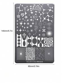 XEIJAYI 1 Nail Art Print Board, 30 Patterns, Checkered And Geometric Nail Art Templates, Metal Print Board, Suitable For Professional Nail Artists, DIY Nail Art Design Tool