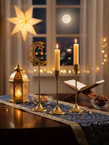 1pc Modern Dining Table Candle Holder, Holiday Decor, Wedding Party Home Decor, Candlelight Dinner Decoration, Star, Moon, Lantern Pattern, Birthday Graduation Gift, Eid Gift - Multicolor - View 11
