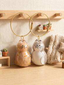 PETSIN 1个可爱透明猫毛收纳盒挂件扭蛋猫毛收纳胶囊扭蛋包钥匙扣挂件收藏宠物纪念品