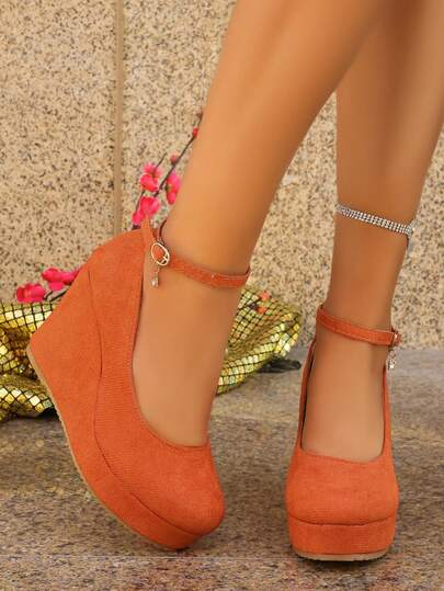 New Simple Round Toe Casual Comfortable Thick Sole Increased Height Elegant Solid Color Women Shoes