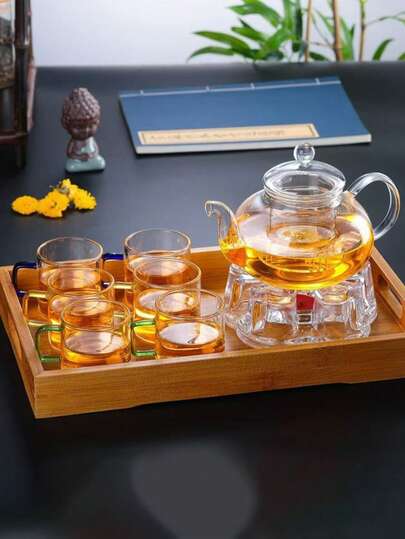 1pc High Borosilicate Glass Teapot, Transparent With Filter, Home Use Tea Pot, Flower Tea Pot, Kung Fu Tea Set