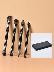 5 piezas Brochas de maquillaje, Brocha de maquillaje de doble extremo, Brocha de base, Brocha de rubor, Cerdas suaves, Brocha de base sin rayas, Brocha de maquillaje multiusos, Aplicación rápida, Apta para viajes, Adecuada para principiantes