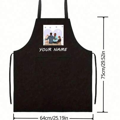 1 pezzo Grembiule da cucina nero personalizzato, grembiule in poliestere moderno e anti-olio, grembiule da cucina personalizzato, grembiule da casa nordico, abbigliamento da cucina personalizzato, grembiule da chef anti-polvere, grembiule da matrimonio e festa, grembiule da cucina senza maniche, utensili da cucina personalizzabili con testo e foto, guanti da lavaggio