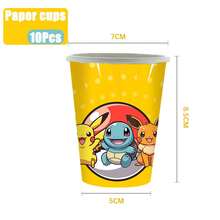 Bộ đồ dùng tiệc chủ đề Pokemon 8 món, gồm đĩa giấy dùng một lần, khăn ăn, khăn trải bàn, dao nĩa, cốc, nến sinh nhật và đồ trang trí. - Nhiều màu - Xem 10