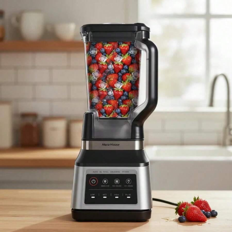 Mera House Licuadoras De Cocina,Licuadora2L Motor de cobre puro de 1500 W,Con sus tres hojas de acero inoxidable verticales,3 programas preestablecidos,para jugos refinados, vegetales,salsas,Nueces - Tipo de Enchufe A USA (110-127V) - Ver 1