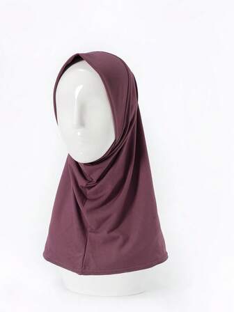 1pc Women's Solid Color Soft Knit Middle Eastern Style Headscarf, Conservative & Minimalist, Suitable For Daily Use