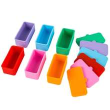 Caja de distribución de alimentos de silicona para niños, contenedor de aperitivos de 2/4 pulgadas, color rojo/rosa/púrpura/verde/naranja/azul, 1/3 Uds. - cuadrado azul - Ver 7