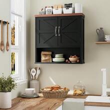 Farmhouse Bathroom Cabinet Wall Mounted Black Medicine Cabinet With Adjustable Shelf Bathroom Cabinet For Living Room Laundry Room - Black - View 2