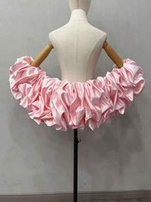 Bridal Shawl With Ruffle, Detachable Satin Fabric, Exaggerated Puff Sleeves, Photo Shoot Shawl And Shoulder Sleeve Bridal Accessory