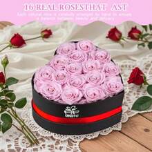 Digi Marker - Caja grande de 16 rosas preservadas para  con forma de corazón con collar regalo para el día de San Valentín para mujer novia esposa mamá Acción de Gracias cumpleaños - como en la foto - Ver 4