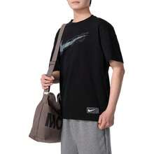 Nike Max90 标志印花宽松圆领短袖T恤，黑色 - 黑色 - 查看 4