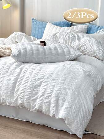 2/3 delar enfärgat påslakanset, 3D bubbelchiffong, modern sovrumsinredning, bäddset, mjukt och varmt, hudvänligt, noppfritt, inkluderar påslakan och örngott, passar twin-, full-, queen- och king-size-sängar, maskintvättbart