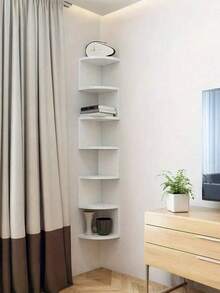 1件装多层木质壁挂式储物架，创意悬浮式壁挂置物架，波西米亚风格木质转角书架，易于安装，四季皆宜，精美礼品，家居装饰，卧室装饰，墙面装饰，适用于卧室、客厅、浴室、家庭、办公室 - 彩色 - 查看 1