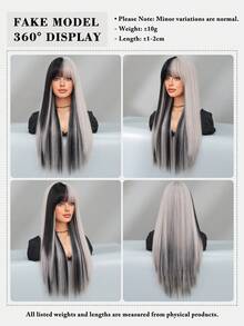 7JHH WIGS 24英寸长直发银灰色假发，混黑色挑染，蓬松柔软，带刘海，外观自然，采用耐热合成纤维制成，时尚女孩日常佩戴、动漫或角色扮演、音乐节、舞会、街头服饰等场合均可使用，也是母亲节礼物的理想之选。 - 銀色 - 查看 6