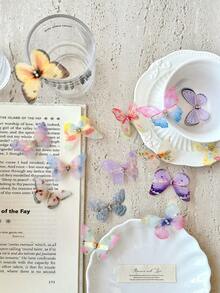 FURDANXINYI 12pcs Colorful Layered Net-Like, Vividly Colored Butterfly Wings Hair Accessory. Elegant Butterfly Beak Clips For The Forest Style Hair Clips! Perfect For Women's Fashionable Hairstyles! Ideal Choice For Weddings And Festival Parties!, Claw Clips, Hair Slide, Hair Barrettes - Multicolor - View 6