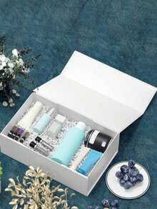 1个折叠式单片翻盖包装盒 磁吸式包装盒 硬纸盒 礼品盒 情人节 生日 母亲节 节日活动包装 - 白色 - 查看 1