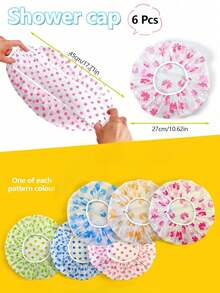 1pc Different Styles Of Shower Cap Sets, Colored Shower Caps Are Reusable, Waterproof, With Elastic Band Design, Adjustable To The Appropriate Size To Prevent Hair From Getting Wet During Showering. It Is Designed Specifically For Women And Is Suitable For Saunas, Bathtubs, Hair Products, And Hair Salons. It Is An Essential Accessory For Beauty Travel - Nhiều màu - Xem 2