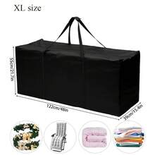 1个节日礼品包装收纳袋,采用耐用防水牛津布制成,可折叠重复使用,大容量节日装饰品收纳袋,圣诞包装纸收纳袋,底部可存放节日装饰品,户外露营旅行手机收纳袋,时尚优雅黑色手提包 - 黑色 - 查看 14