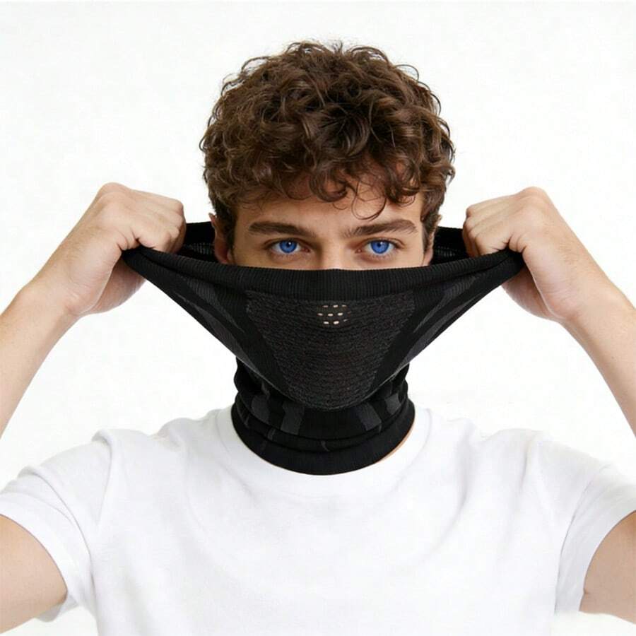 1件装骑行颈套，透气、弹力、吸湿排汗、防风、防紫外线，适合骑行、徒步、登山、跑步 - 黑灰色 - 查看 1