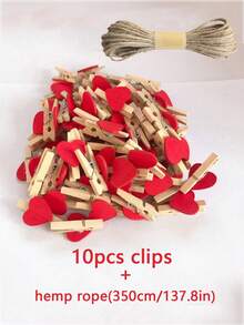 1 bộ kẹp hình trái tim bằng gỗ kèm dây, dùng để đựng ảnh và bưu thiếp mini, ghim cài hình trái tim, thích hợp cho đám cưới, tiệc tùng, trang trí phông nền nhà cửa và trang trí tường ảnh. - Nhiều màu - Xem 14