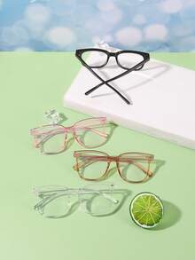 4副男女童8-14岁聚碳酸酯方形镜框眼镜，镜片款式多样，适合日常、旅行、节日、派对等场合佩戴。 - 彩色 - 查看 9