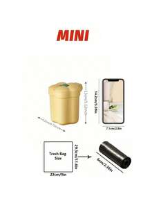 1个花形迷你垃圾桶 - 多功能桌面收纳桶，带盖，黄绿色塑料垃圾桶，适用于办公室、家庭或厨房，迷你办公桌垃圾桶 - 彩色 - 查看 8