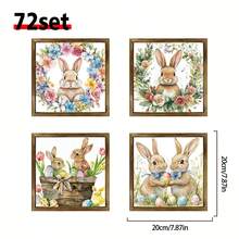 New Easter Bunny Decor, Suitable For Office, Bedroom, Cafe, Farmhouse Style Wall Decoration, With Rabbit Latte Art, Carrots And Easter Eggs - Wood Panel Painting - View 16