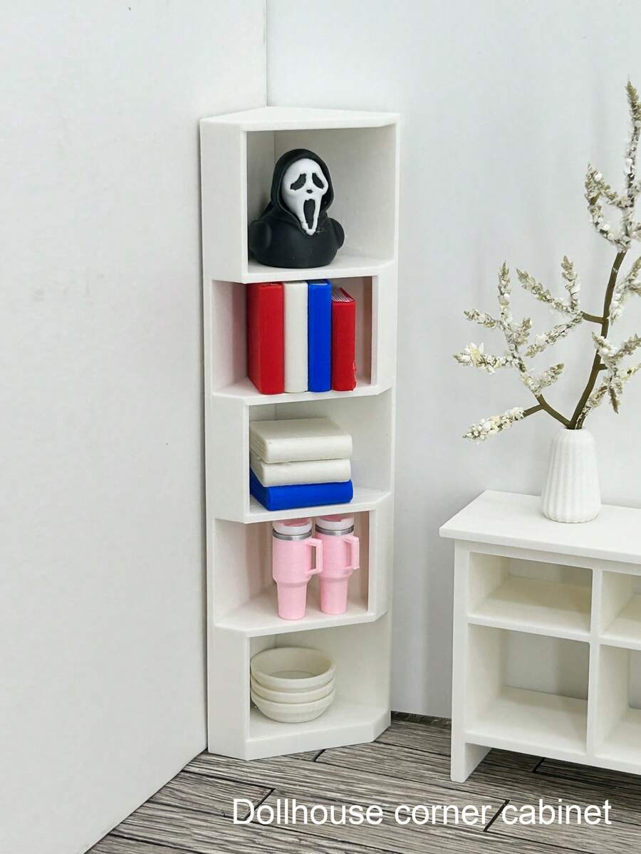 1:12 Doll House Corner Cabinet, DIY Mini Furniture Accessories, Non-Wooden, Plastic Simulated Cabinet, Corner Bookshelf, Small Ornament Display Cabinet, Miniature Scene Decor, Dollhouse Accessory - Perfect For Decorating Your Mini House - Multicolor - View 1