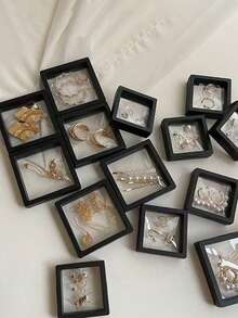 10 件/套粉色 PE 薄膜珠宝包装盒，防水抗氧化，便携式 3D 独立浮动框架膜，适用于戒指、耳环、项链礼品包装情人节返校