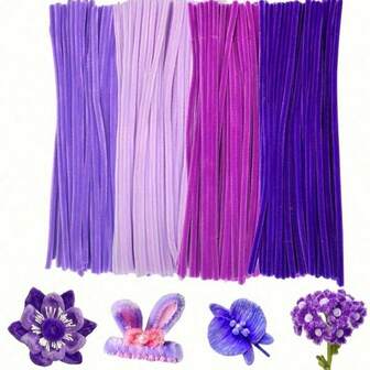 400根毛根清洁条。手工制作毛根清洁条，可折叠绿色羊毛棒毛根清洁条，DIY手工清洁圣诞毛根清洁条，羊毛棒材料，适用于手工艺品、艺术和装饰。