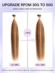12-22英寸纳米环接发，100%真人发，自然黑，柔顺直发，Remy真人发，微纳米环接发片，女士纳米环接发 - 彩色 - 查看 69