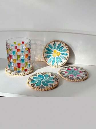 Handgjorda rottinginslagna färgade snäckunderlägg med naturliga fritillaria-isoleringsdynor Lätta lyxiga isoleringsdynor snäckunderlägg Inga