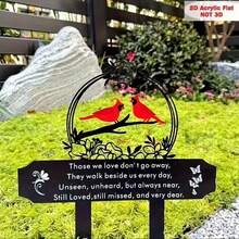2D Acrylic Cardinal Memorial Decor Plaque Nostalgic Poem Ornament Patio Tabletop Warm Healing Decor