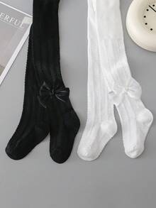 2pcs Baby/Toddler Girls' Cute Cable Knit Tights, Suitable For Spring/Autumn Wear With School Uniform - Multicolor - View 4