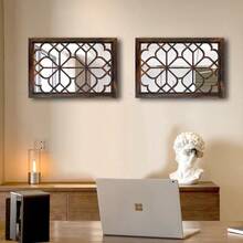 Wocred - Juego de 2 espejos de pared rectangulares magnífico espejo rústico para decoración de granja espejo de entrada de color caramelo para renovación de baño dormitorios salas de estar y mucho - Color caramelo - Ver 3