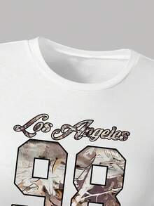 Tween Girl Letter Graphic Print Crew Neck Long Sleeve Top And Pants Set - White - View 4