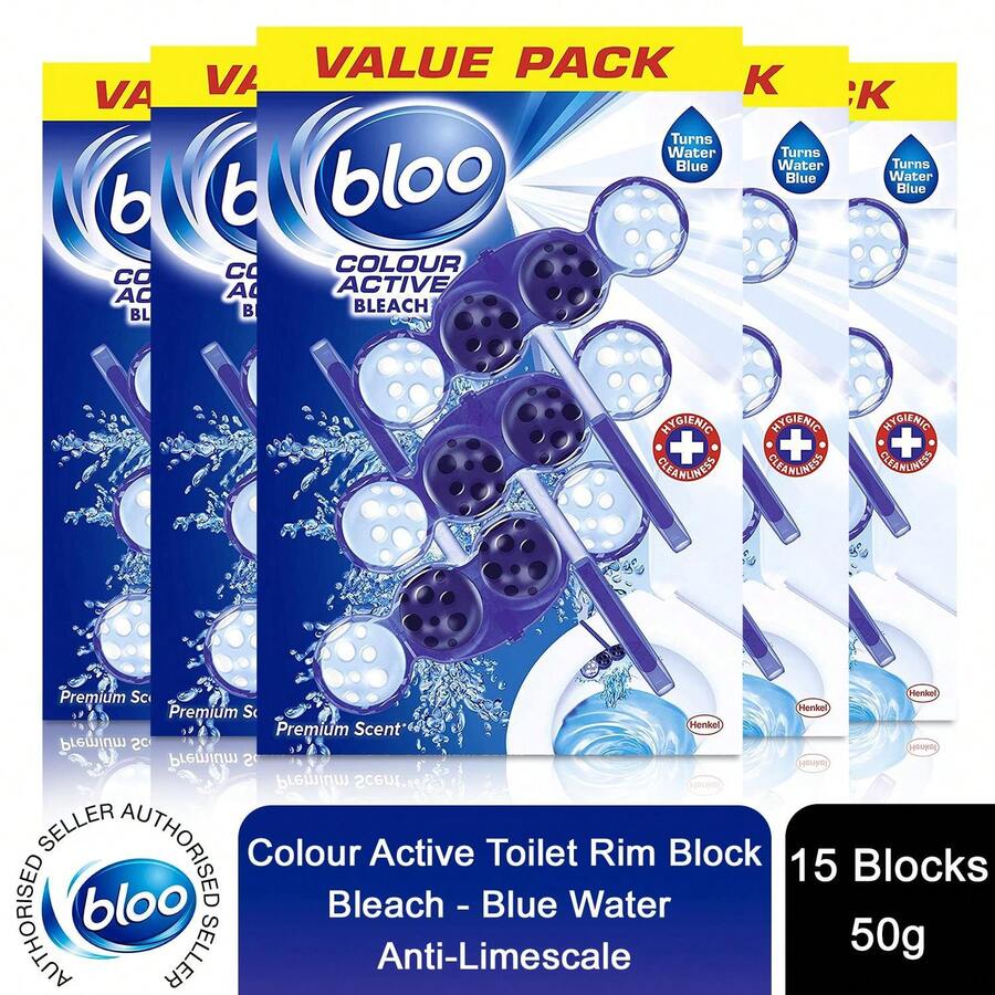 Bloo Toilet Rim Blocks Colour Active & Power Active, Anti-Limescale ...