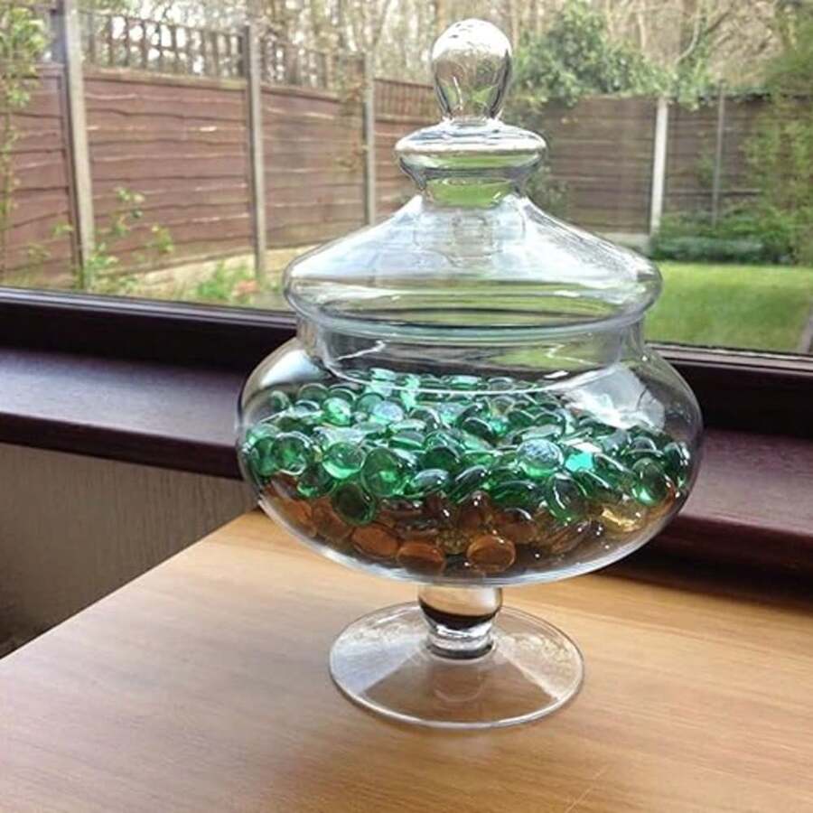 DEENZ NEW 25CM DECORATIVE GLASS JAR WEDDING TABLE CENTRE PIECE SWEETS CHOCOLATE JAR - White - View 1