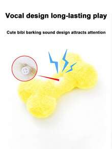 PETSIN 狗玩具 - 带吱吱声的镇静狗玩具，适合小型犬幼犬玩具大型犬玩具咀嚼吱吱声幼犬互动取物玩具 - 小骨头 - 粉色 - 查看 6