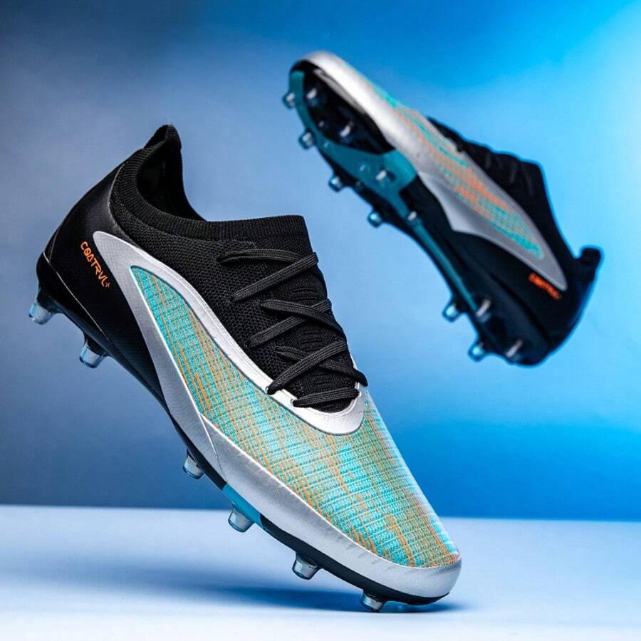 New Men's Football/Soccer Shoes Recommended For School, Match, Training, Low-Top, Long Studs, Non-Slip, Grip, Unisex Adult - Black - View 1