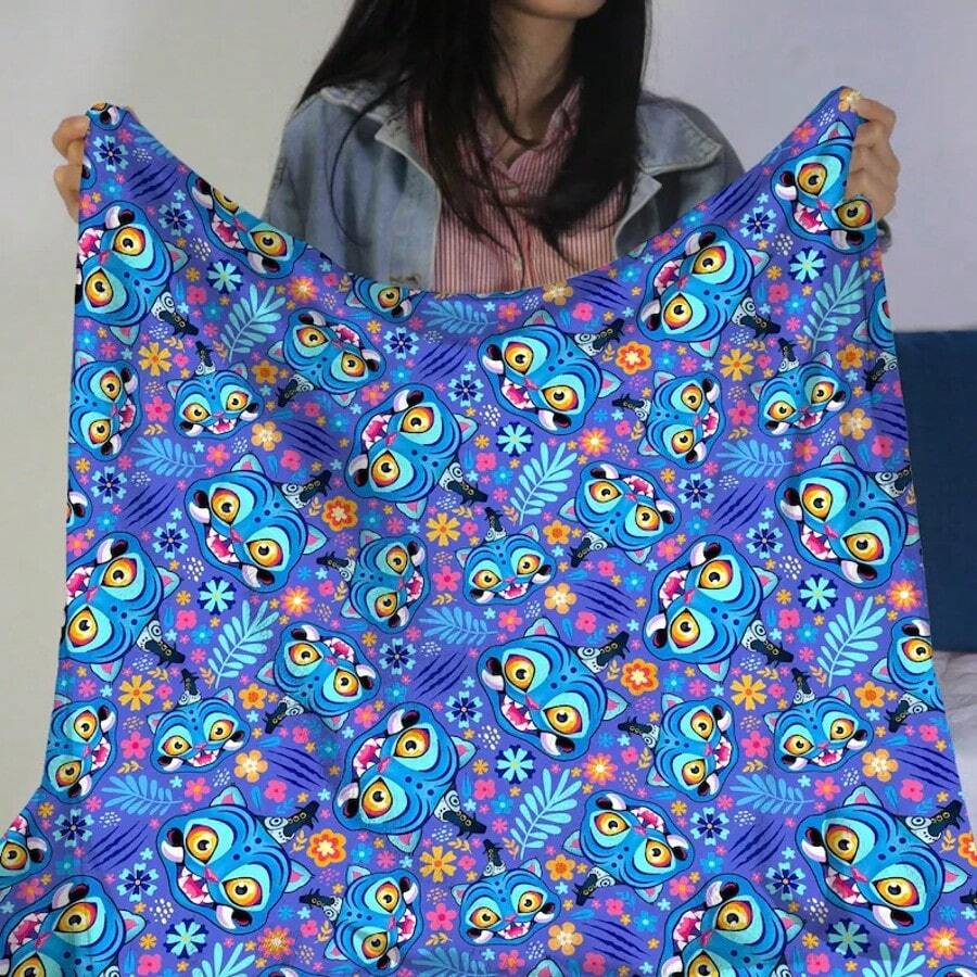K-Kpop D-Demond H-Hunters Fleece Blanket, Cozy Cotton Throw, Anime Blanket, Funny Anime Blanket Gifts - 黑色 - 查看 1