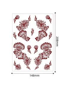 4 arkusze tatuażu z henny na rękę, brązowa henna, tymczasowe tatuaże, wodoodporne naklejki z mandalą, szablony z henny, tatuaż mehndi, czerwony, seksowne dekoracje ramadanowe na festiwal, wesele, walentynki - Brązowy - Zobacz 7