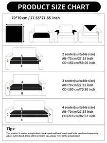 1pc Chenille Striped Sofa Cushion Cover, 1/2/3/4 Seater Sofa Seat Pad, Armrest & Backrest Protector, Non-Slip, Suitable For All Seasons - Beige - View 2
