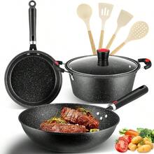 Sartenes Antiadherente Chef Set, 8 Piezas Sartén para Freír de Grandes, Utensilios de Cocina de Granito, Batería de Cocina para Todo Tipo de Estufas& sartenes de  | trastes para cocina | cocina - jj123 - Ver 2