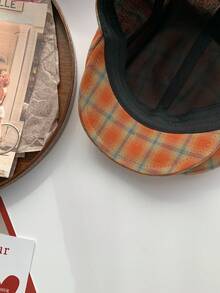 复古英伦格纹报童帽，女士新款春夏大帽围报童帽，百搭贝雷帽，复古格纹报童帽，男女通用工装帽，休闲街头风 - 彩色 - 查看 7