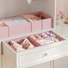 Foldable Uncovered Lingerie Storage Box, Suitable For Wardrobe, Dresses, Drawers, Also Can Be Used As Lingerie And Cosmetics Storage Basket, Applicable For Home, Room, Autumn Bedroom Decor, Holiday Bedroom Decor - Pink - View 3